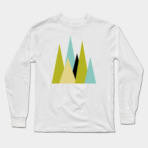 Mid Century Modern Triangles Long Sleeve T-Shirt by OrchardBerry